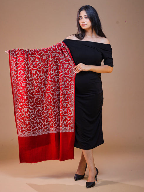 Women's Pure Wool Faux Pashmina Aari Embroidery Stole